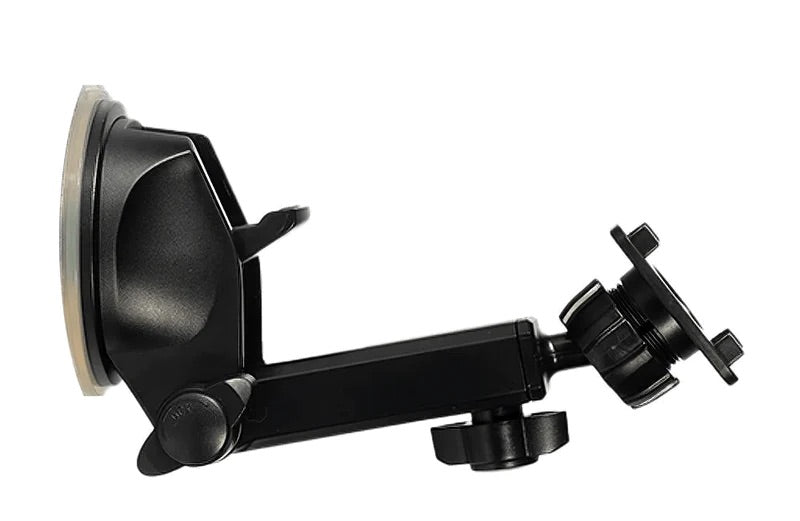 A picture showing the car mount for the popscreen classic, which attaches to your car windscreen and allows for full rotation and customisation