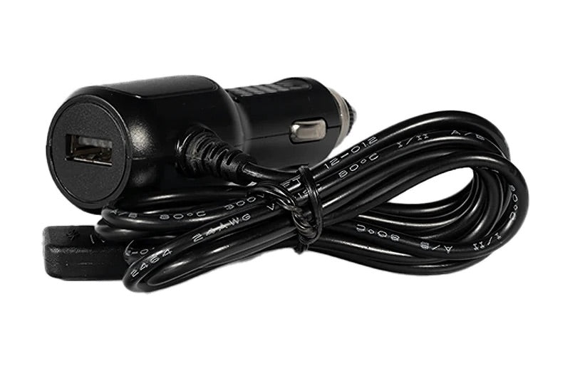 A black power cable, which plugs int your cars cigarette lighter, with an additional usb cable on it